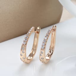 Kinel New 585 Rose Gold Color Hoop Earrings For Women Girl Fashion Natural Zircon Accessories High Quality Daily Jewelry