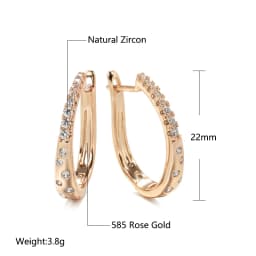 Kinel New 585 Rose Gold Color Hoop Earrings For Women Girl Fashion Natural Zircon Accessories High Quality Daily Jewelry