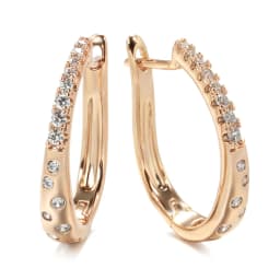 Kinel New 585 Rose Gold Color Hoop Earrings For Women Girl Fashion Natural Zircon Accessories High Quality Daily Jewelry