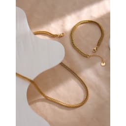 Yhpup 316L Stainless Steel Chain Necklace Bracelet Set Classic Statement Golden Waterproof Jewelry