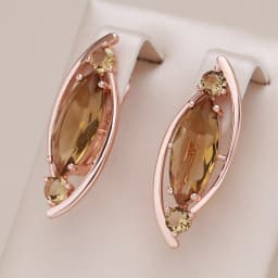 Kinel New Light Brown Crystal Long English Earrings for Women 585 Rose Gold Color With Natural Zircon High Quality Daily Jewelry