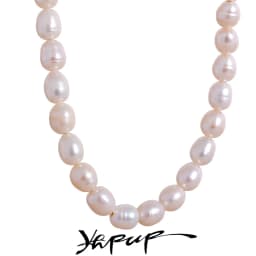 Yhpup Luxury Freshwater Natural Pearls Beads Clavicle Necklace Women Gift Fashion Stainless Steel Waterproof Handmade Jewelry