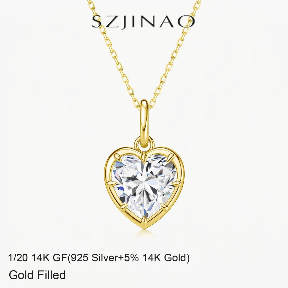 Heart Shape Necklace Pendant 2CT D Color Moissanite 14K Gold Filled for Girlfriend Fiancée Gift Valentine's Day Gifts Romantic
