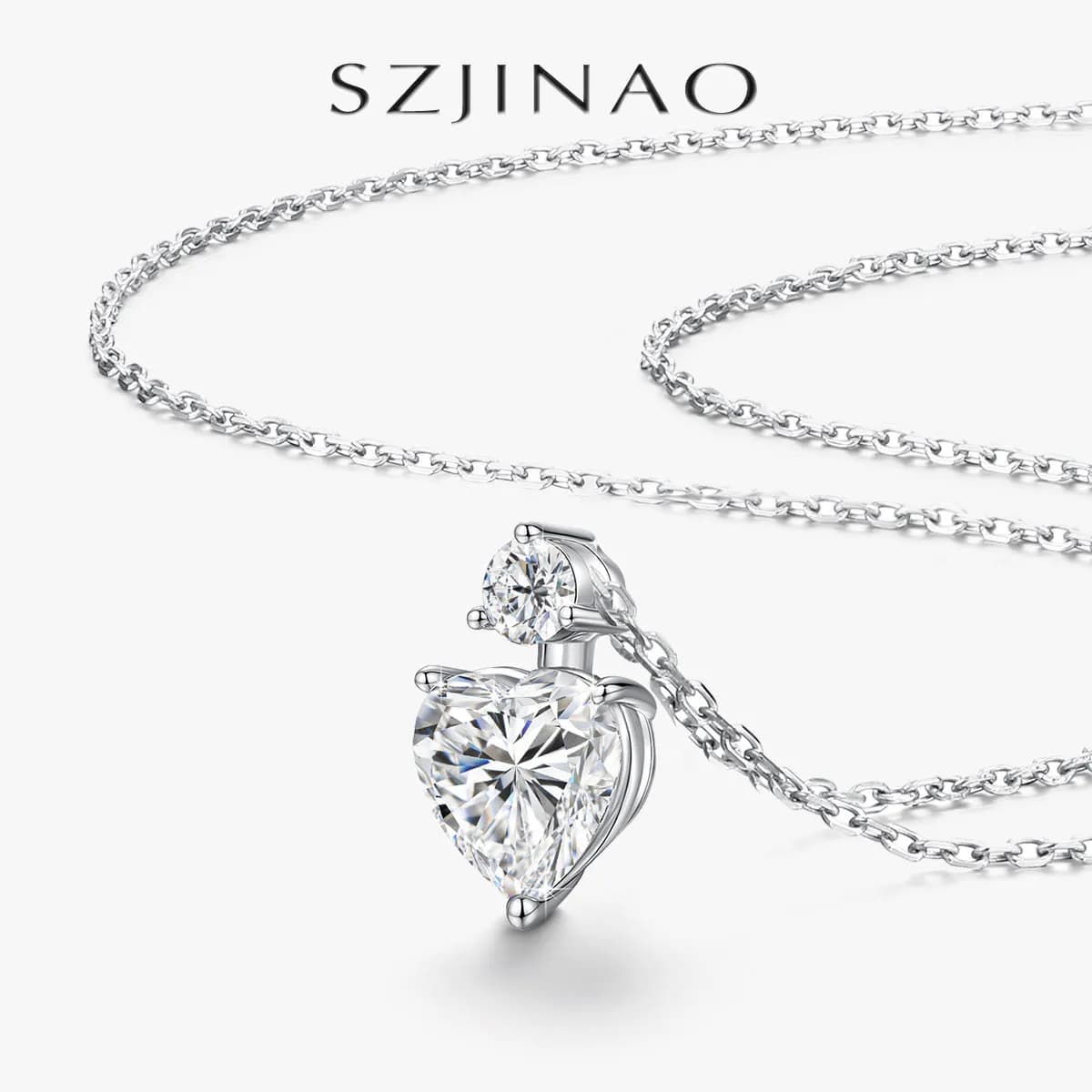 925 Sterling Silver Heart Moissanite Necklace D VVS1 Excellent Cut Diamond Pendant Fine Jewelry Gift for Women Valentine’s Day