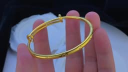 Pure 18k Yellow Gold Lucky Bracelet for Women Trend Gold Grass Smooth Push and Pull Handle for Women Jewelry