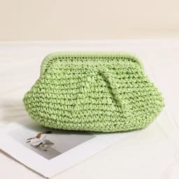2025 New Women Straw Woven Bag Chain Strap Straw Clutch Purse Large Capacity Stylish Crossbody Bag Solid Color for Summer Beach