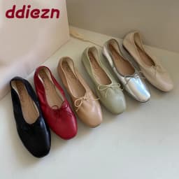 Fashion Shallow Women Ballet Flats Dance Shoes Casual Female Soft Footwear Butterfly-Knot Ladies Flats Slip On Shoes