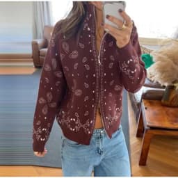 Vintage Paisley Jacquard Women's Cardigan Autumn Stand Neck Zip-up Knit Sweater Lady New Casual Elegant Winter Clothes 2026