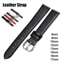 6mm 8mm 10mm 12mm 13mm 14mm 16mm 17mm Cowhide Leather Watch Strap Ultra Thin Soft Bracelet for Women Men Universal Wrist Band