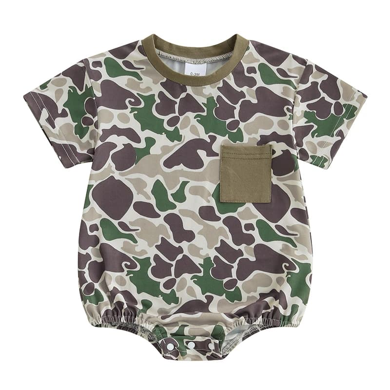 0-18M Newborn Infant Baby Boy Summer Romper Outfit Camouflage Short Sleeve Bodysuit Jumpsuit Clothes