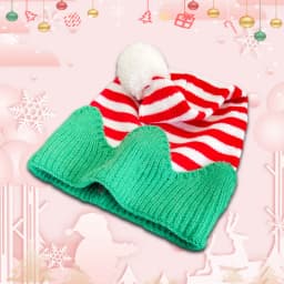 Christmas Knit Hat for Kids Adults Striped Elf Hat Christmas Beanie Hat Winter Cap for Christmas Holiday Party