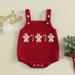 Tregren 0-18M Newborn Baby Christmas Romper Overalls Tree Letter Embroidery Sleeveless Corduroy Bodysuit Festival Infant Clothes