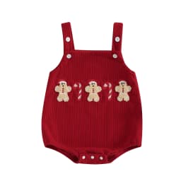 Tregren 0-18M Newborn Baby Christmas Romper Overalls Tree Letter Embroidery Sleeveless Corduroy Bodysuit Festival Infant Clothes