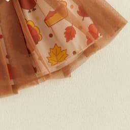 0-18M Baby Girl Thanksgiving Outfit Turkey Letter Print Long Sleeve Romper Bow Mesh Skirt and Bow Headband 3 Pcs Set for Fall