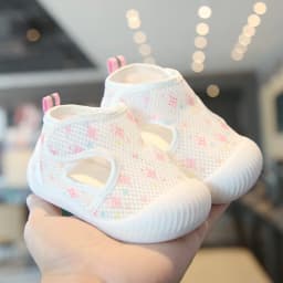 Summer Kids Mesh Breathable Shoes Baby Anti-collision Soft Sole First Walker Unisex Lightweight Velcro Casual Sandals