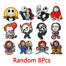 4-12Pcs Horror Movie Skeleton Joker Boys Enamel Pins Cartoon Killer Characters Brooch Fashion Lapel Badge Backpacks Jewelry Gift