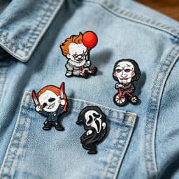 4-12Pcs Horror Movie Skeleton Joker Boys Enamel Pins Cartoon Killer Characters Brooch Fashion Lapel Badge Backpacks Jewelry Gift