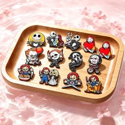 4-12Pcs Horror Movie Skeleton Joker Boys Enamel Pins Cartoon Killer Characters Brooch Fashion Lapel Badge Backpacks Jewelry Gift