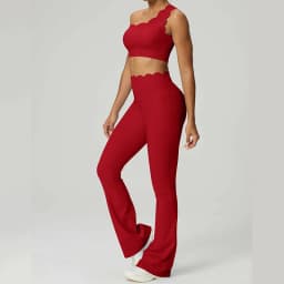 Women Yoga Set 2 Piece High Elastic Slim Fit High Waist Leggings Gym Tops Tummy Control Booty Lifting Workout Activewear