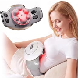 Electric Abdominal Massager with Heat, Rechargeable and Wireless Stomach Belly Tummy Massage Machine, Auto Shut-off, Constipation Indigestion, Relaxation, Adjustable Strap, Multiple-use for Waist Abdomen Back Neck Leg, Mum Gift