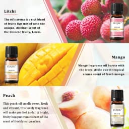 EUQEE Christmas Gift Set Aromatherapy Fragrance Oil 6 x 10ml Peach Litch Mango Cherry Strawberry Apple Aroma Oils For Diffuser,Candle Making