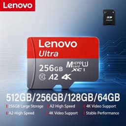 Lenovo High Speed Micro SD Memory Card 512GB 4K Full HD Video Compatible with Phone GoPro Action Camera 64GB 128GB 256GB