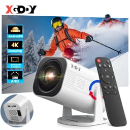 XGODY Gimbal 3 Pro Portable Projector, Native 720P 300 ANSI 4K Supported, Android 14 WiFi 6 BT 5.4, Vertical Auto Keystone Correction Wireless Mirroring, 20-120 Inch Camping Movie Gaming Projector with HDMI USB