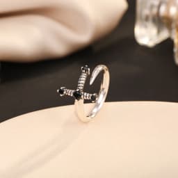 Kinitial Sword ring, Dagger ring, adjustable ring, sword jewelry, gothic ring, gothic jewelry, black CZ sword ringsword ring
