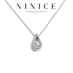 NiNice Stainless Steel Teardrop Pendant Necklace Inlaid Pear‑Shaped Sparkling Cubic Zirconia Dainty High Quality Chain Everyday