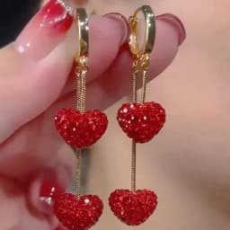 Elegant Red Zircon Butterfly Drop Earrings for Women Temperament Sweet Metal Bow Earrings Fashion Charms Jewelry Accessories