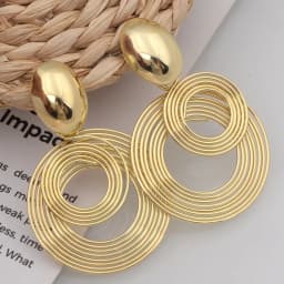 Trendy Big Round Statement Earrings for Women Golden Silver Color Metal Geometry Dangle Drop Earrings European Simple Jewelry