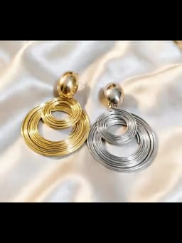 Trendy Big Round Statement Earrings for Women Golden Silver Color Metal Geometry Dangle Drop Earrings European Simple Jewelry