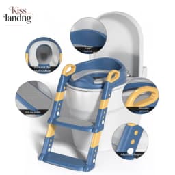 New Kids Step Toilet, Baby Potty Training Seat for Boys & Girls, Foldable Foot Stool, Toilet Seat Ring, Step-Up Toileting Assist