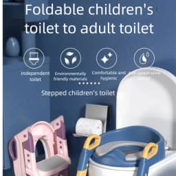 New Kids Step Toilet, Baby Potty Training Seat for Boys & Girls, Foldable Foot Stool, Toilet Seat Ring, Step-Up Toileting Assist