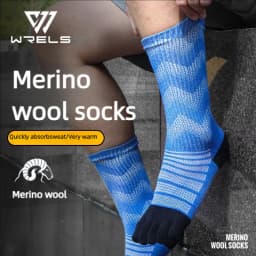WRELS 1/3 Pairs Merino Wool Thermal Socks Men Moisture Wicking Thicken Warm Ski Hiking Cushioning Compression Sports Toe Socks