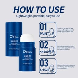 Ocheal 40g Facial Cleansing Gel Shaving Stick Men's Facial Hair Smooth Shaving Gel Cleaning Face Cleaning Care Cream Portable