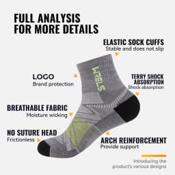 WRELS 1/2/3Pairs Merino Wool Socks Hiking Running Socks Breathable Cushion Sweat Wicking Warm Thermal Compression Wool Socks