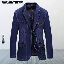 New Men's Denim Blazer Male Suit Jacket Coat Oversized 4XL Solid Cotton Casual Blazer Coat Men Clothing Masculino AG805