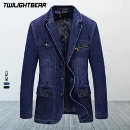 New Men's Denim Blazer Male Suit Jacket Coat Oversized 4XL Solid Cotton Casual Blazer Coat Men Clothing Masculino AG805