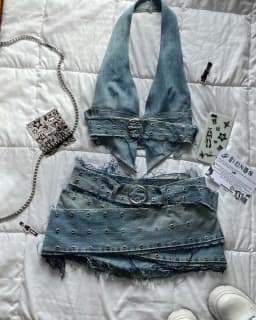 American High Street Autumn High Waist Fashion Hot Girl Short Top with Sweet and Cool Hip Hop Design and Versatile Two Piece Set