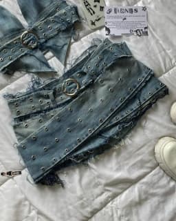 American High Street Autumn High Waist Fashion Hot Girl Short Top with Sweet and Cool Hip Hop Design and Versatile Two Piece Set