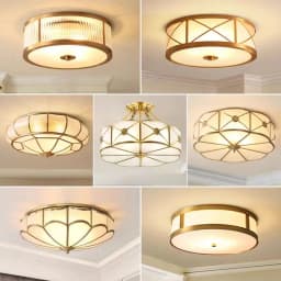 Retro Copper Ceiling Light LED Round Glass Lamp Nordic Bedroom Room Lighting Living Room Study Staircase Entrance Balcony Light
