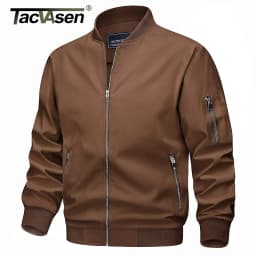 TACVASEN Mens Spring Fall Thin Daily Jackets Lightweight Casual Windproof Zip Pockets Coats Biker Outwear Outdoor Male