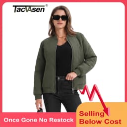 TACVASEN Womens Diamond Quilted Bomber Jacket Ribbed Baseball Collar Zip Up Coat Windproof Lightweight Padded Casual Outerwear