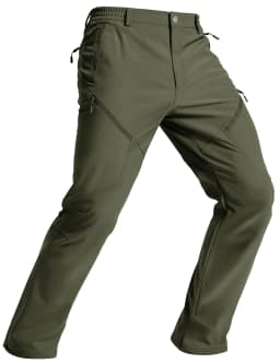 TACVASEN Men's Winter Hiking Pants Fleece Lined Waterproof Softshell Snow Ski Insulated Work Cargo Pants with 6 Zip Pockets