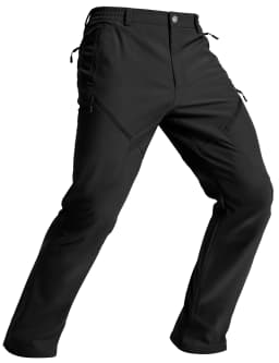 TACVASEN Men's Winter Hiking Pants Fleece Lined Waterproof Softshell Snow Ski Insulated Work Cargo Pants with 6 Zip Pockets