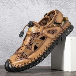 Men's Summer Sandals Outdoor Mesh Cork Handmade Direct Sales Breathable Seam Sole Mesh Lightweight Slippers