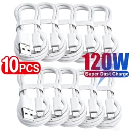 10Pcs 120W USB C Phone Cable For iPhone 16 15 17 Pro Max Plus Fast Charging Type-C Charge Braided Cables USB to Type C Data Line