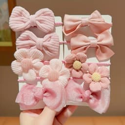 10 Pieces Of Cute And Sweet Style Bow Flower Design, Strong Elasticity, Does Not Damage Hair, Suitable For Ponytail Hair Accesso