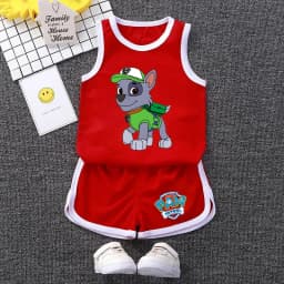 PAW Patrol Multi Color Printed Sleeveless Kids Sportswear Children Soccer Training Jersey Suit
